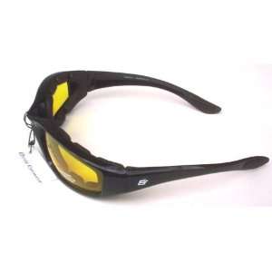 Birdz Eyewear Oriole Motorcycle Riding Sunglasses (Black Frame/yellow 