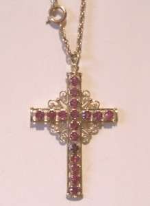 PETITE 14K GOLD RUBY CROSS & 30.5 GOLD FILLED CHAIN  