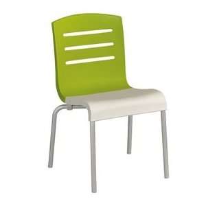   Grosfillex® Domino Chair, Fern Green / White 4 Pack 