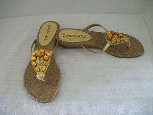 NEW Ladies Coconuts Crown Gold Jeweled Thong Sandal New Without Box 