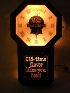 Vintage Pabst Blue Ribbon Beer Lighted Clock Sign  