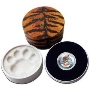 2010 Silver Tiger Enameled Coin New Zealand Mint Limit  