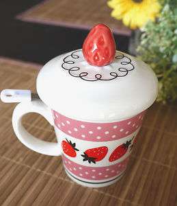 Decole Japan Strawberry Cake Ceramic Coffee/Tea Mug Cup w/ Strainer 