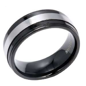   Plated Stainless Steel Ring with Silver Color Center Line Jewelry