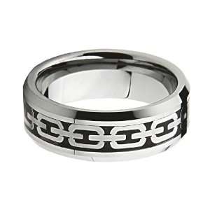  and Black Tone Chain Link Inlay Mens Cobalt Free Tungsten Carbide 