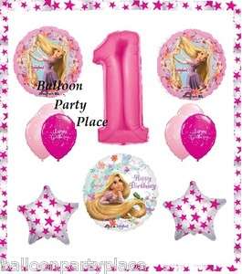   tangled FIRST 1ST birthday party balloons supplies two pink ONE  