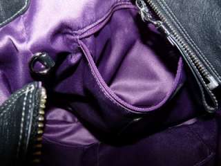 Black Tribeca EW Tote Coach 14111 Purple Interior Hang Tag Chain Strap 