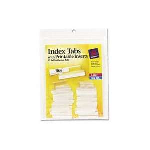   White Printable Inserts One Inch Clear Tab 25/Pack