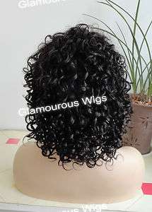 Lace Front 100% Indian Remy Human Hair Curly Wig 12 Mahoga  