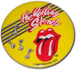 ROLLING STONES ROCK & ROLL TONGUE PINBACK BUTTON 1983  