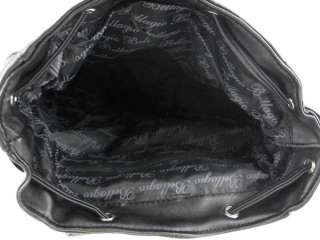 Black Lambskin Leather Drawstring Backpack Purse  