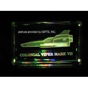 BATTLESTAR GALACTICA COLONIAL VIPER 3D Laser Etched Crystal