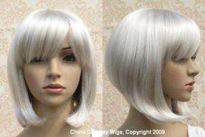 Silvery grey Chin Length BOB party cosplay hair wig  