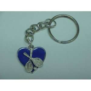 I Love Tennis Heart Keychain Key Chain   Royal Blue 