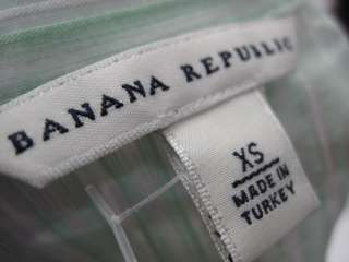 BANANA REPUBLIC Green White Striped Blouse Shirt Sz XS  
