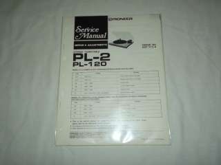Pioneer PL 2 PL 120 Turntable Original Service Manual  