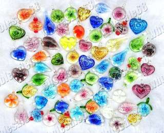 wholesale 50 assorted crystal flower glass pendant FREE  