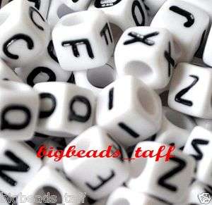 500pcs 6mm cube white alphabet letter beads wholesale  