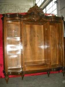 ANTIQUE ITALIAN BURLED WALNUT CHIPPENDALE ARMOIRE 11IT119A  