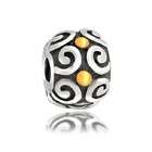   Two Tone Swirls Clasp Stopper Bead Pandora Compatible 925 Sterling