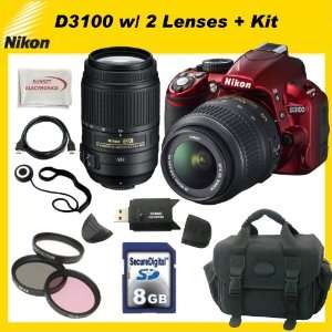  Nikon D3100 Digital SLR Camera (Red) with 18 55mm NIKKOR 
