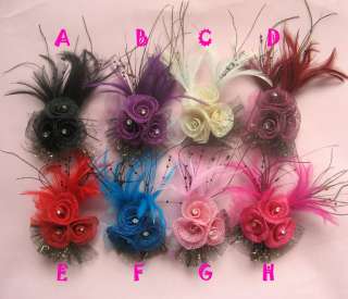 Girls baby flower hair bow clips brooch handmand 8colors you pick 1pcs 