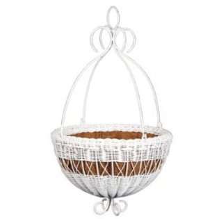   16 Inch Resin Wicker Hanging Basket with Chain Hanger, Antique Brown