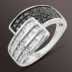   White Diamond Bypass Ring in Sterling Silver  Jewelry Diamonds Rings