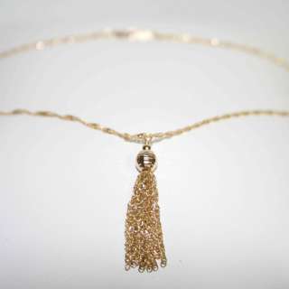 14K gold DIAMOND CUTTED SPARKLY CHAIN necklace TASSLE  