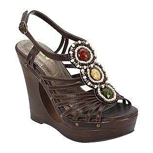   Wedge Sandal with Straps & Beads   Brown  Soda Shoes Womens Dress