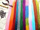 12 GRIZZLY BRIGHT SYNTHETIC FEATHER HAIR EXTENSION + TOOLS NEWwWwW