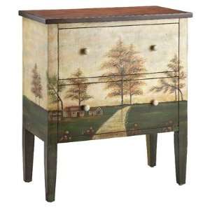  Accent Chest In Hand Painted Countryside Motif