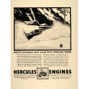  1937 Ad Hercules Engines Canton OH Snowplow Snow Winter 