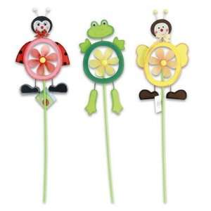  Wooden Stake with Plastic Windmill, 4 Assorted Case Pack 