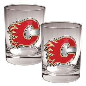  Calgary Flames Rock Glass Set of Two