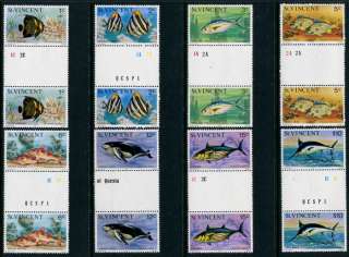 St Vincent Issued 1977, MNH, Fish, Hampback Whale, gutter pairs x5408 