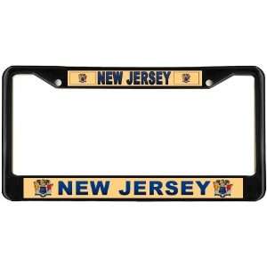 New Jersey State Name Flag Black License Plate Frame Metal Holder