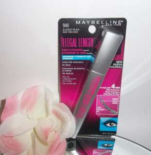 Maybelline Illegal Length Mascara Waterproof 940 BLACKEST BLACK Fiber 