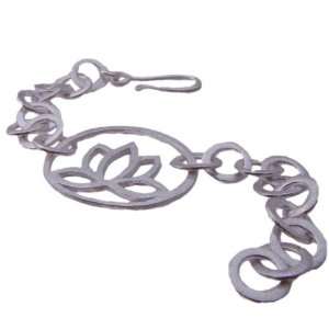  Sterling Silver Matte Lotus Link Bracelet Jewelry