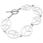   Silver Peace Sign .925 Stamp Hypoallergenic Nickel Free Link Bracelet