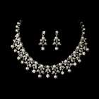   Fashions Silver Vintage Pearl & Crystal Jewelry Necklace Earring Set