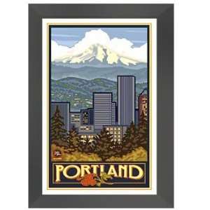  Portland Skyline Framed Poster by Paul A. Lanquist