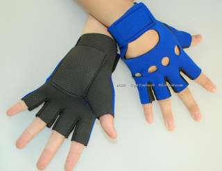 Gym Cycling Half Finger Biker Bike Neoprene Blue Gloves  