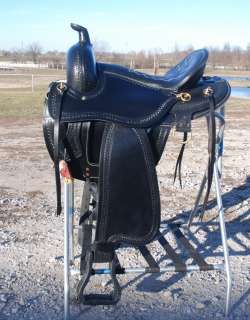 BLACK 16 draft horse western trail saddle with 10 gullet by 