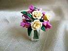 dollhouse miniature flower flowers yellow roses in vase returns 