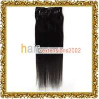 20 3pcs Clip In Straight 100% Asion Human Hair Extensions #1B