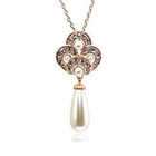 Top Value Jewelry 18K Gold Plated Tear Drop Pearl Pendant Necklace 