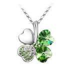 Top Value Jewelry 18k Gold Plated Crystal Heart Shaped Four Leaf 
