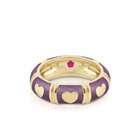 Lauren G Adams Gold Plated Purple Enamel Stackable Gold Heart Ring 