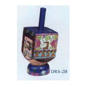 Yair Emanuel Small Hand Painted Wooden Dreidel and Stand   Flowers and 
